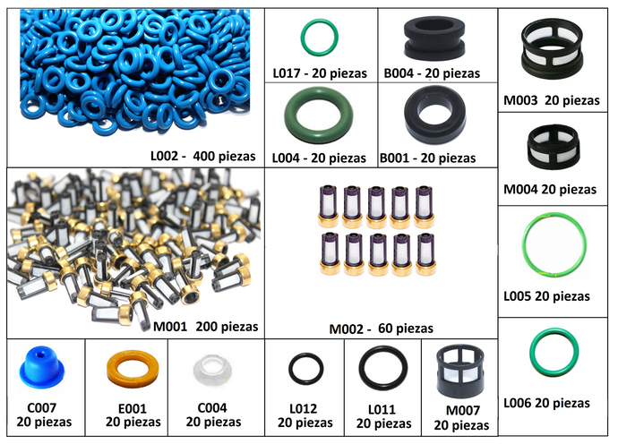 Package of spare parts for 960 pieces injectors